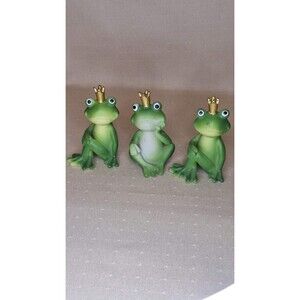 PRINCE crowned Frog Figurines Ceramic You get All 3 for one price.